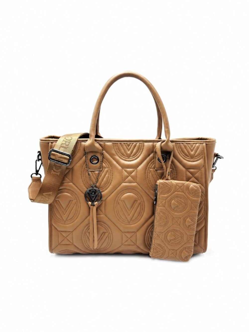 Valentino Orlandi Kayla Taupe Large Tote With Pouch V-4002G